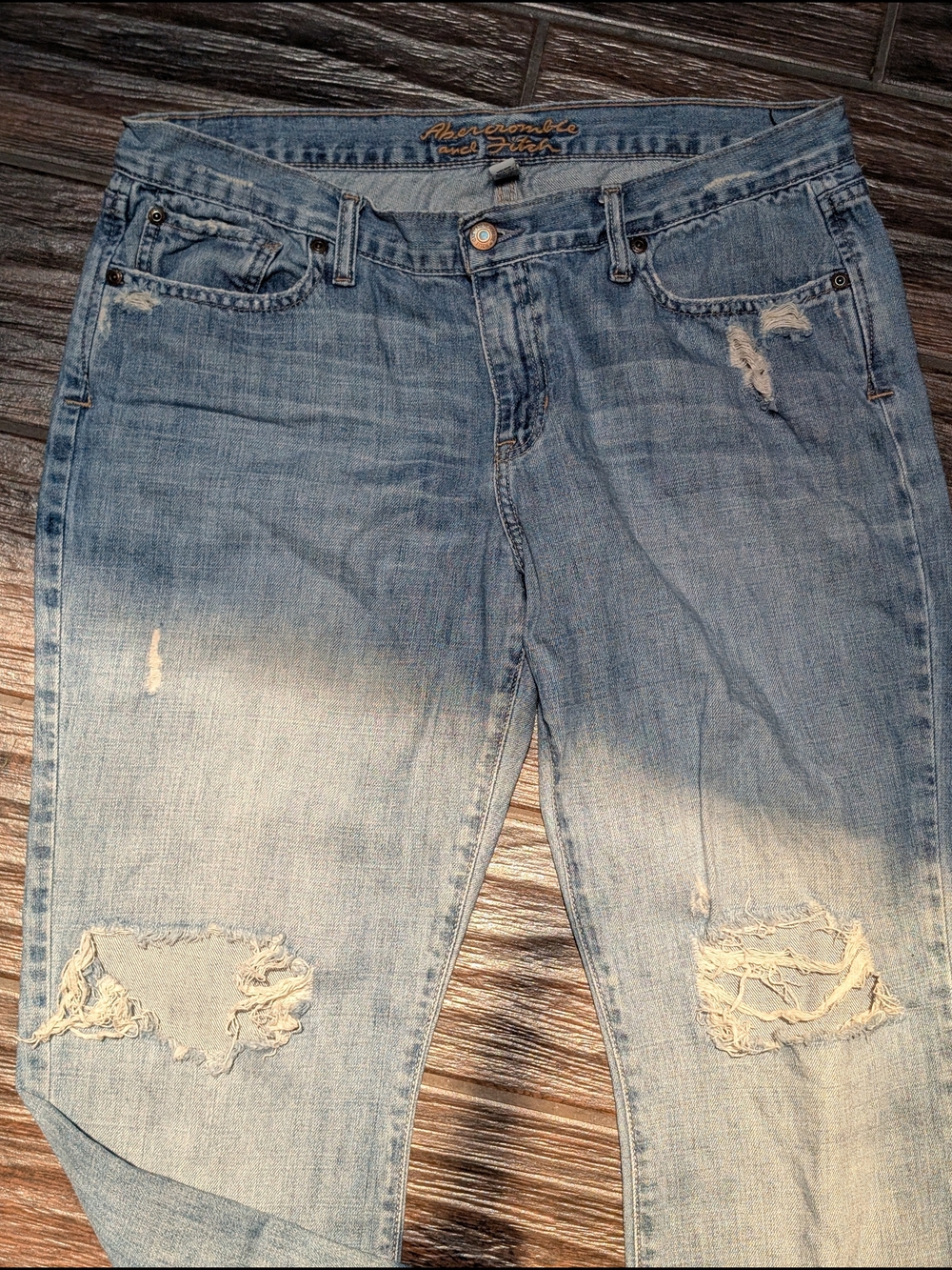 Vtg Y2K Abercrombie & Fitch Distressed Jeans Orange Tag